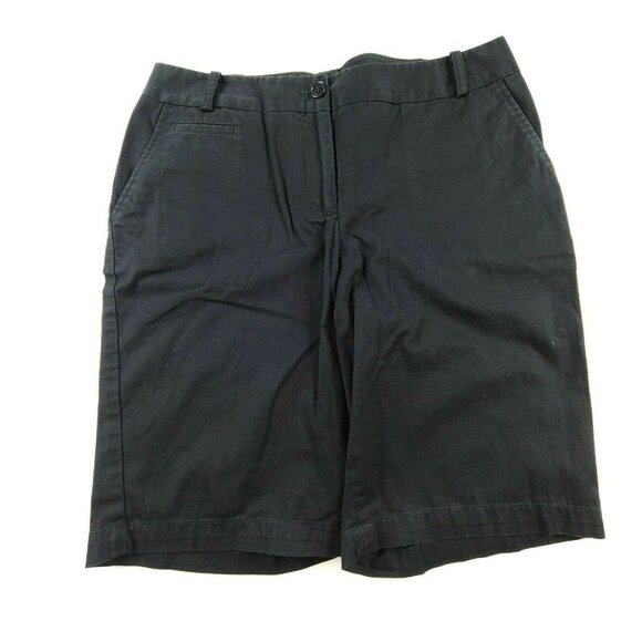 Talbots Shorts Womens Size 6 Black Midi Chinos Khakis Flat Front Casual - Picture 1 of 4